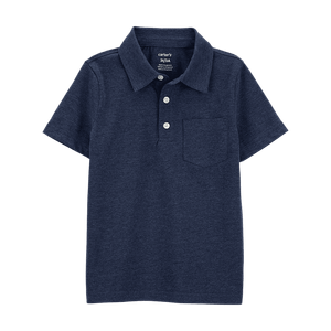 Camiseta Manga Corta Tipo Polo Azul Oscuro Niños - Carter's