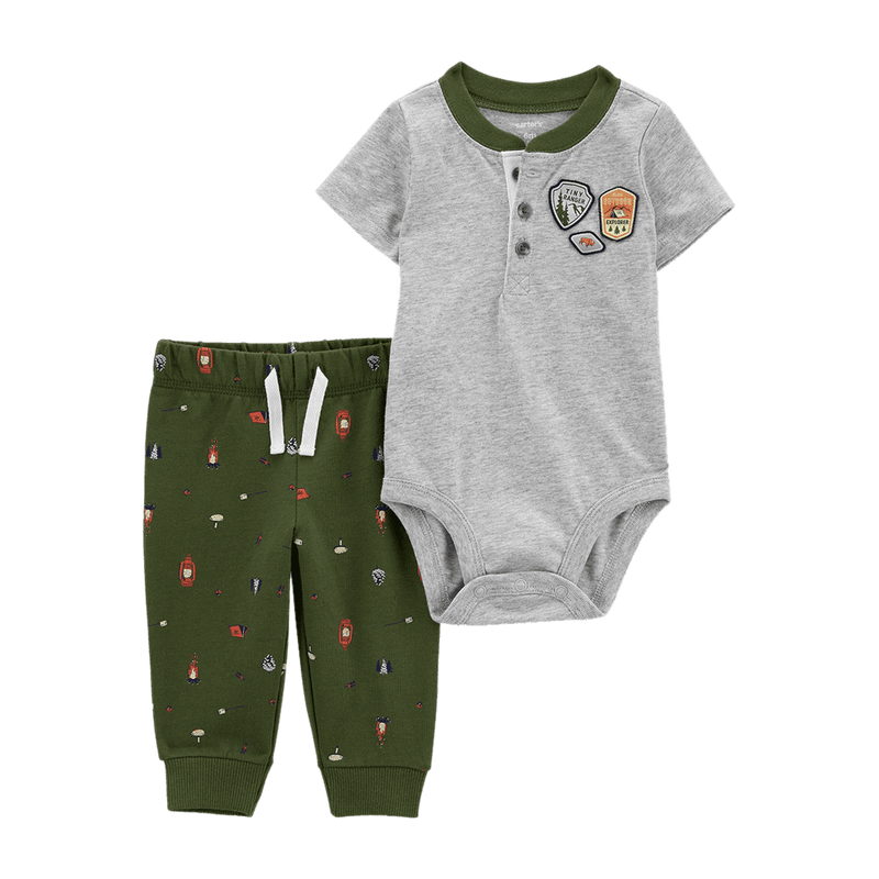 Set Body Gris Y Pantalon Verde Ninos Carter S Carters Pepe Ganga Pepe Ganga