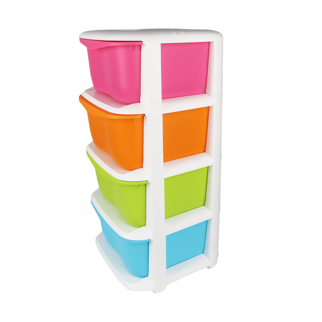 Cajonera de Plástico con Ruedas, 4 Alturas, Color Opaco, 39x38x68 cm (White)