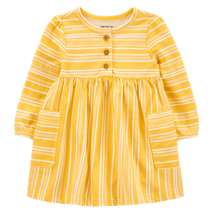 Set Vestido Manga Larga y Calzón Amarillo Niñas - Carter's