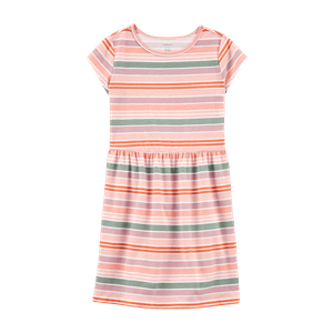 Vestido Manga Corta Rayas Multicolor Niñas - Carter's