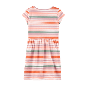 Vestido Manga Corta Rayas Multicolor Niñas - Carter's