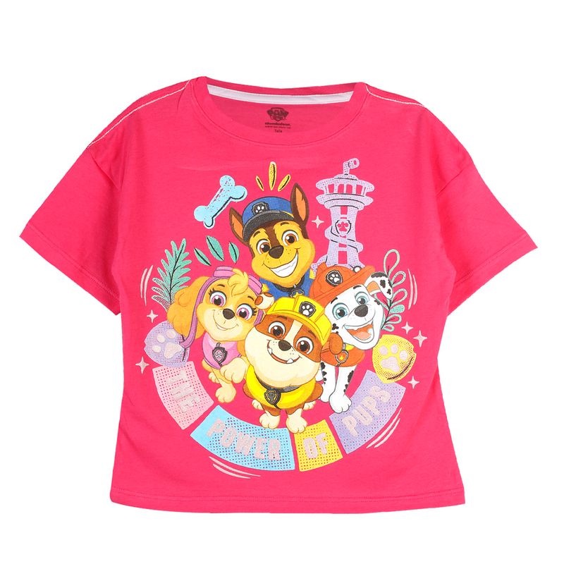 Camiseta Manga Corta Estampada Rosada Ninas Paw Patrol Paw Patrol Pepe Ganga Pepe Ganga