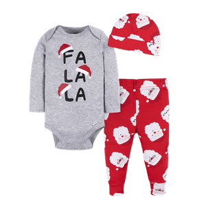 Set Bodie Gris, Pantalón y Gorro Papá Noel Bebés Unisex - Gerber