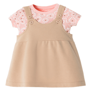 Set Vestido Café y Body Manga Corta Bebés Niñas - Baby Fresh