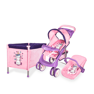 Set Corral, Coche y Portabebé para Muñecas Unicornios - Bebesit