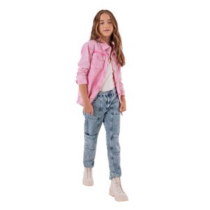 Chaqueta con botones y bolsillos de parche para niña