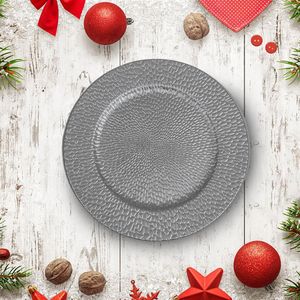 Plato Decorativo Plástico Satinado Liso Plata 33 cm - Ikhome