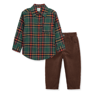 Set Camisa Cuadros y Pantalón Café Niños - Little Me