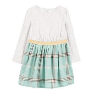 Vestido Manga Larga Cuadros Niñas - Carter's