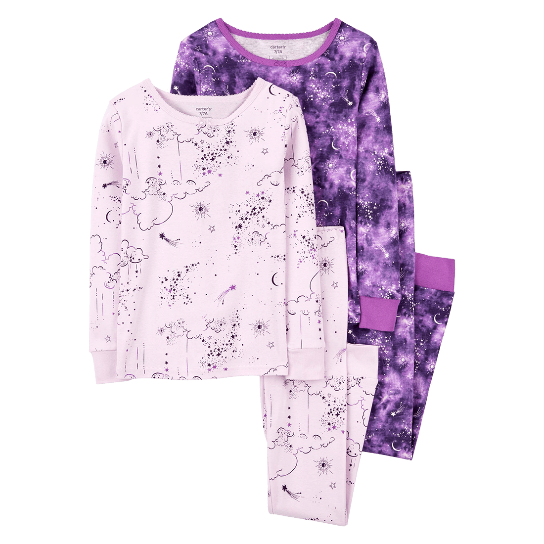 Set 2 Pijamas Camiseta Y Pantalón Rosa Y Morado Niñas - Carter