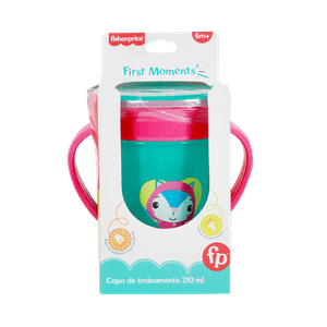 Vaso Antiderrame Fucsia y Verde 210 ml - Fisher Price