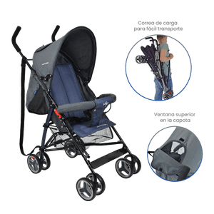 Coche Paseador para Bebé Future Gris y Azul - Happy Baby