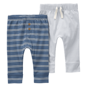 Set 2 Pantalones Rayas y Gris Bebés Niños - Carter's