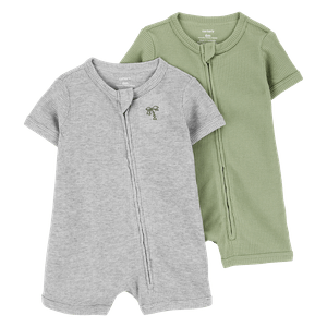 Set 2 Mamelucos Gris y Verde Bebés Niños - Carter's