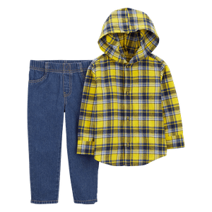 Set Camisa Cuadros y Pantalón Azul Niños - Carter's
