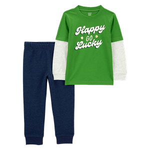 Set Camiseta Manga Larga Verde y Pantalón Azul Niños - Carter's