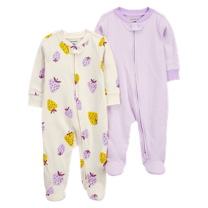 Set 2 Pijamas Enterizas Rayas y Fresas Bebés Niñas - Carter's