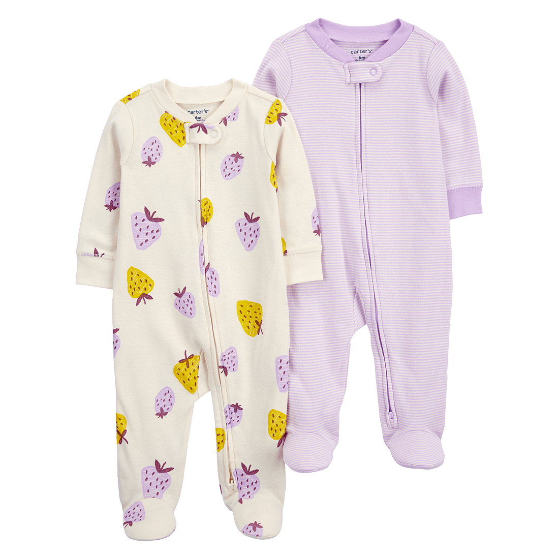 Set 2 Pijamas Enterizas Rayas Y Fresas Bebes Ninas Carter S Carters Pepe Ganga Pepe Ganga