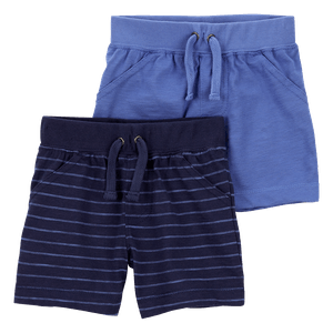 Set 2 Shorts Rayas y Azul Bebés Niños - Carter's