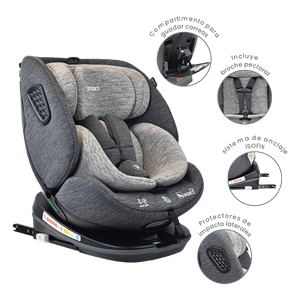 Silla para Carro Bebé Hero R129 Giro 360 Grupo 0+,1 y 2 Gris - Priori