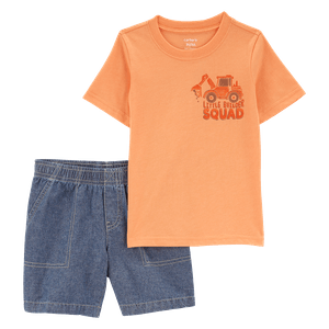 Set Camiseta Naranja y Bermuda Azul Niños - Carter's