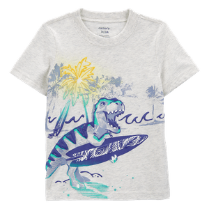 Camiseta Manga Corta Dino Gris Niños - Carter's