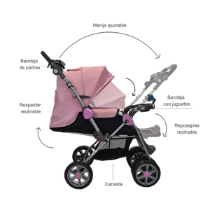 Coche para Bebé Reversible Supra Rosa - Priori