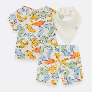 Conjunto de camiseta + bermuda + babitas para recién nacido niño