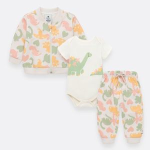 Conjunto de buzo + body + sudadera para recién nacida niña