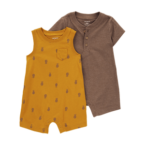 Set Mameluco Amarillo y Mameluco Café Bebés Niños - Carter's