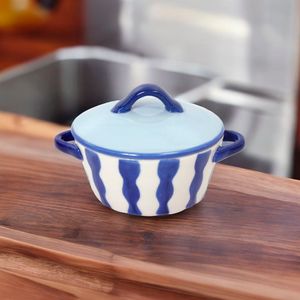 Ramekin con Tapa Rayas Azules 12.7cm - Ikhome