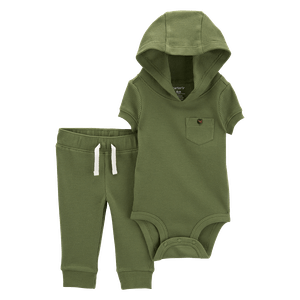 Set Body con Capota y Pantalón Verde Bebés Niños - Carter's
