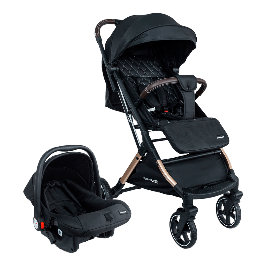 Coche para Bebé Travel System Compacto Pixel Negro Portabebé Bebesit