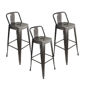 Kit x3 Butacos Altos Boxbit Titan Bar Tipo Tolix Con Espaldar Metal Rustic