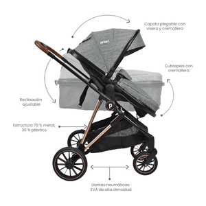 Coche para Bebé Travel System Ana Gris + Portabebé - Priori