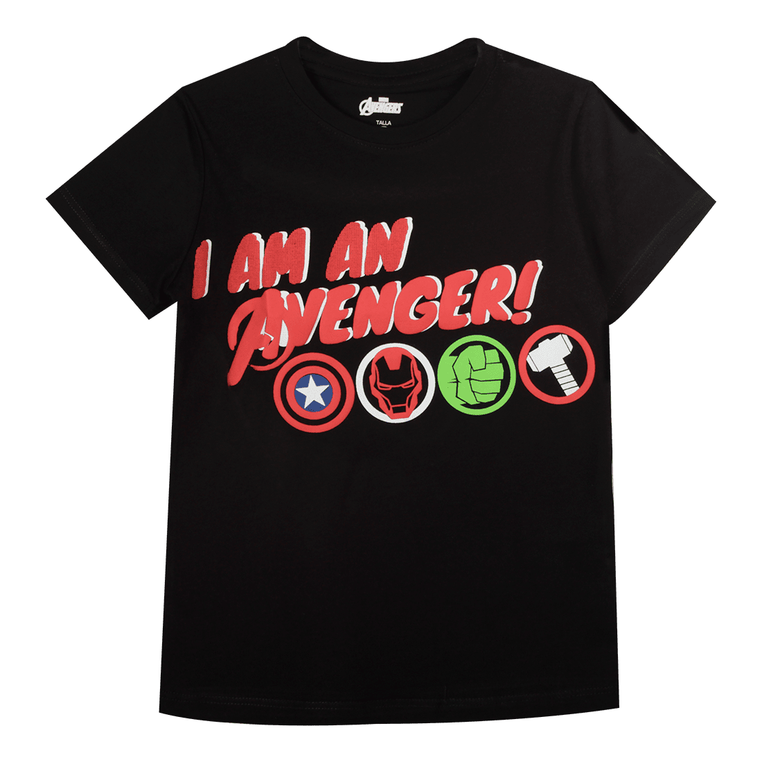 Camiseta Manga Corta Negra Niños - Avengers