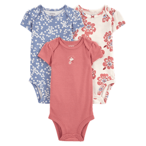 Set 3 Bodies Manga Corta Diseños Surtidos Niñas Bebés - Carter's