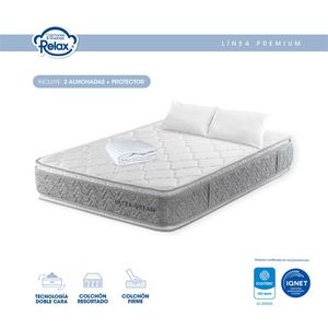 Colchón Doble Cara Queen Ultra Dream Ortopédico Resortado Firme + 2 Almohadas + 1 Protector - Colchones Relax