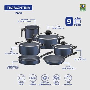 Batería de Cocina Paris Azul 9 Piezas - Tramontina