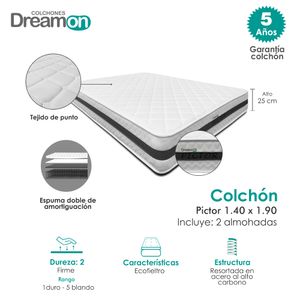 Colchon DreamOn Podium 140 x 190 cm Dureza Firme