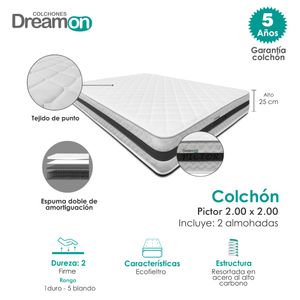 Colchon DreamOn Podium 200 x 200 cm Dureza Firme