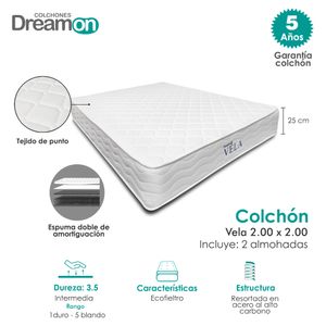 Colchon DreamOn Verona 200 x 200 cm Dureza Intermedia