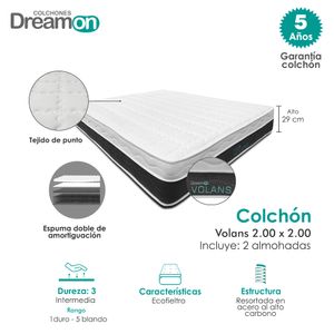 Colchon DreamOn Volare 200 x 200 cm Dureza Intermedia