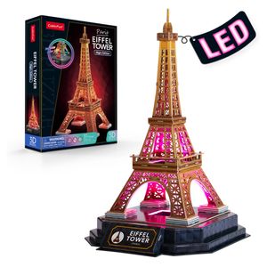 Rompecabezas 3D Nv Intermedio 51 Piezas Torre Eiffel Luz Led - Cubic Fun