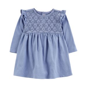 Set Vestido Manga Larga y Calzón Azul Bebés Niñas - Carter's