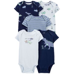 Set 5 Bodies Manga Corta Dinosaurios Bebés Niños - Carter's