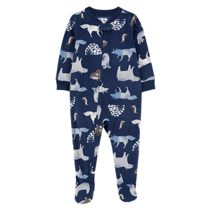Pijama Enteriza Fleece Animales Azul Oscuro Bebés Niños - Carter's