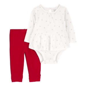 Set Body Blanco y Pantalón Rojo Bebés Niñas - Carter's