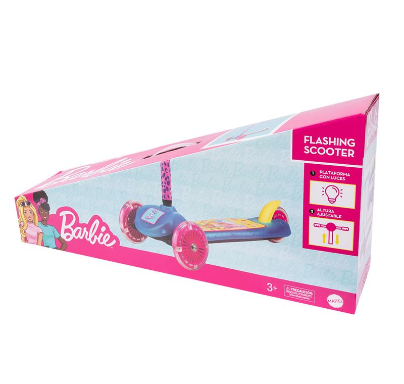 Patineta Scooter Flashing 3Ruedas Celeste Barbie Pepe Ganga